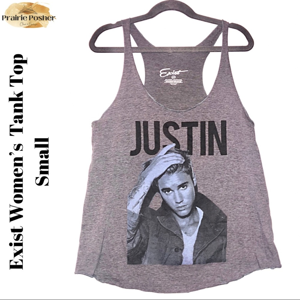 Exist Justin Bieber Tank Top, Womens Small, Grey, EUC, PrairieposherCA
